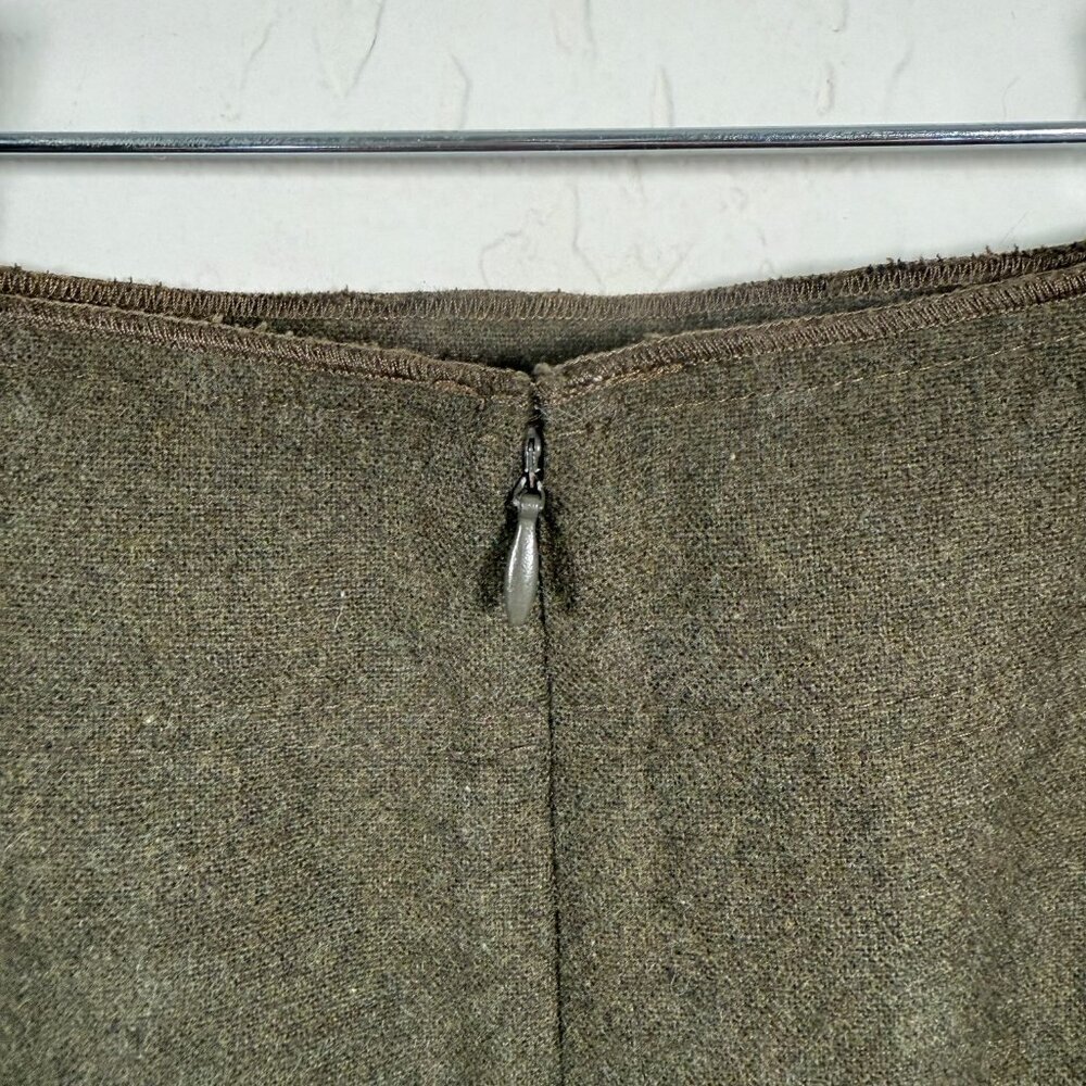 Stefanel Olive Green Knit Adjustable Strap Slit Front Midi A-Line Skirt Size 40 - Picture 7 of 16